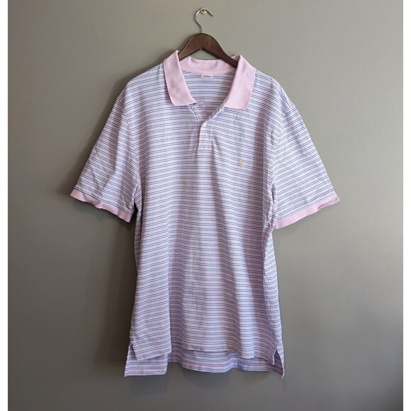 Brooks Brothers Size XXL Polo Shirt Mens Pink Blue Performance Polo Mesh 2XL - Picture 1 of 5